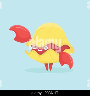 Cartoon hermit crab. Stock Vector