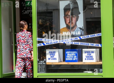 Cosmetic store, Lush,with its Spycops display in the window in Bond ...