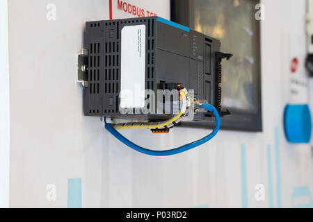 the PLC Controller for industrial machine ; close up Stock Photo