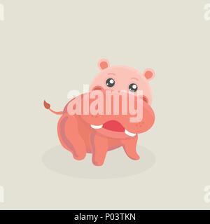 Cute funny hippo. Stock Vector
