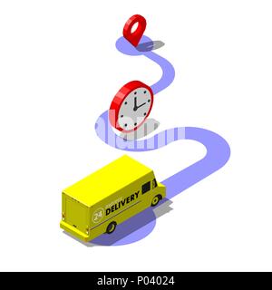 Express delivery service concept. Package tracking. Modern isometric vector illustration. Stock Vector