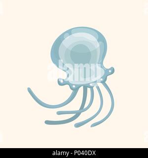 Cute cartoon jellyfish character. Stock Vector