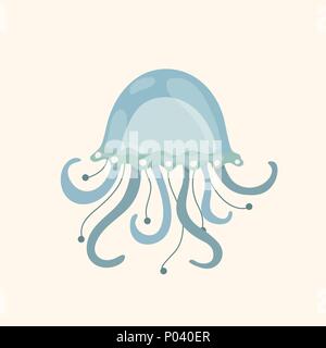 Cute cartoon jellyfish character. Stock Vector