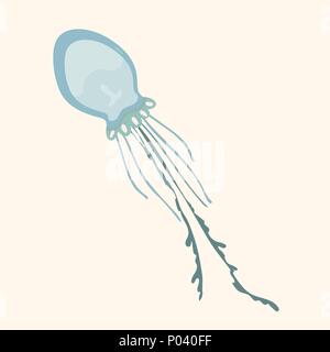 Cute cartoon jellyfish character. Stock Vector