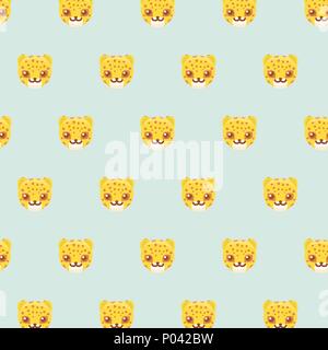 Seamless pattern with cute cartoon leopards. Stock Vector