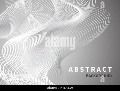 Gray background, banner with thin lines, vortex, abstract geometric pattern. Vector illustration Stock Vector