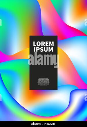 Holographic banner, rainbow foil, dynamic colorful shapes, color abstract hipster background. Vector illustration Stock Vector