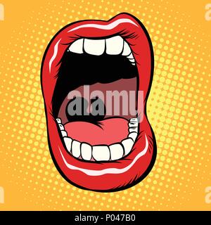 open mouth with teeth isolate on white background Stock Vector