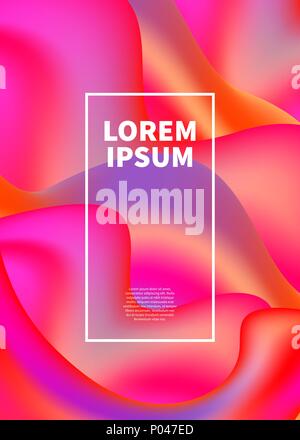 Dynamic shapes, backdrop for cosmetic brand, template for flyer, pink smooth silk banner. Vector illustration Stock Vector