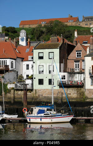 Whitby Yorkshire Whitby Harbour with small fishing boat in the harbour ...