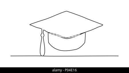 Graduation cap icon one line drawing minimalist simple vector ...