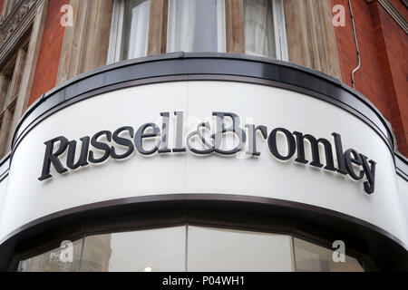 A Russell & Bromley store on Oxford Street, central London. Stock Photo