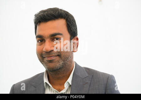 Dr Sujit Sivasundaram , Reader in World History at Cambridge University,  fellow of Gonville and Caius College, Cambridge. He is the author of 'Nature and the Godly Empire: Science and Evangelical Mission in the Pacific, 1795-1850'.  At the Hay Festival  of Literature and the Arts, May 2018 Stock Photo