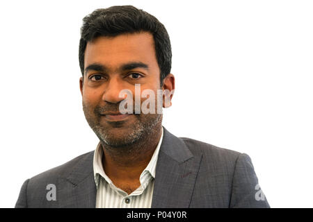 Dr Sujit Sivasundaram , Reader in World History at Cambridge University,  fellow of Gonville and Caius College, Cambridge. He is the author of 'Nature and the Godly Empire: Science and Evangelical Mission in the Pacific, 1795-1850'.  At the Hay Festival  of Literature and the Arts, May 2018 Stock Photo