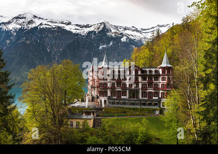 View on Grandhotel Giessbach on Giessbach waterfall. Brienz, Switzerland Stock Photo