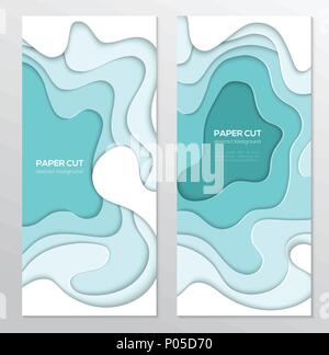 Turquois abstract banner - set of vector template illustrations Stock Vector