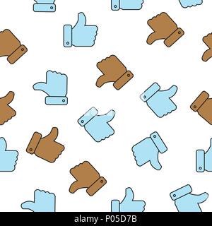 Like icon seamless pattern background. Thumb up sign symbol pattern. Stock Vector