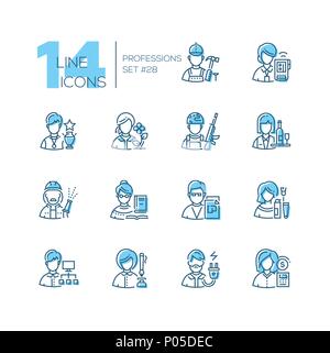 Professions - set of line design style icons Stock Vector