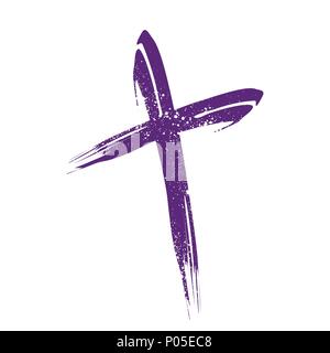 Crucifix Cross Brush Strokes Vector Symbol Graphic Logo Design Stock Vector