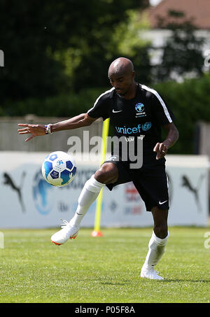 Sir Mo Farah during the England team's training session during the Soccer Aid for UNICEF training session at Motspur Park, London. Stock Photo