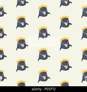 Dolphin pattern seamless in simple style vector illustration. Stock Vector