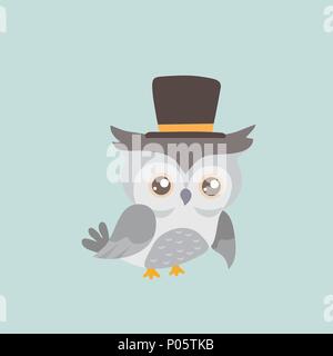 Cute cartoon owl in a hat. Stock Vector