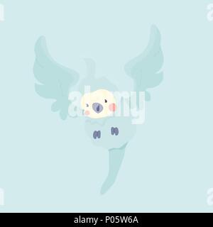 Cute parrot bird cartoon on pastel background. Stock Vector