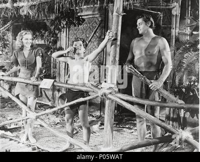 Original Film Title: TARZAN AND THE AMAZONS.  English Title: TARZAN AND THE AMAZONS.  Film Director: KURT NEUMANN.  Year: 1945.  Stars: JOHNNY SHEFFIELD; JOHNNY WEISSMULLER; BRENDA JOYCE. Credit: RKO / Album Stock Photo