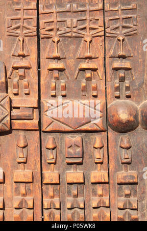 Detail Of Mali Dogon Granary Door With Carved Symbols Stock Photo