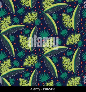 Jungle woods pattern. Green dark blue abstract textured vector background. Stock Vector
