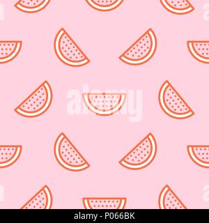 Watermelon icon hot pink seamless vector pattern. Stock Vector