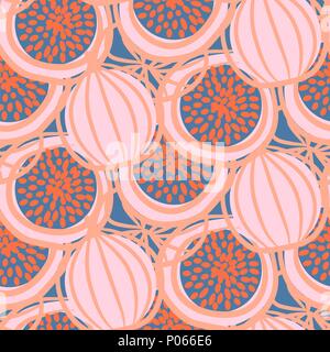 Abstract drawn fig fruit hot pink seamless vector pattern. Stock Vector