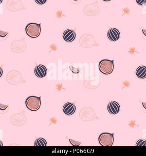 Figs fruit hot pink seamless vector pattern. Stock Vector