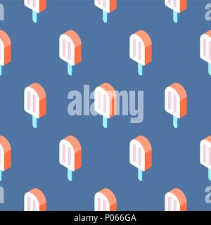 Pop art ice cream icon hot pink seamless vector pattern. Stock Vector