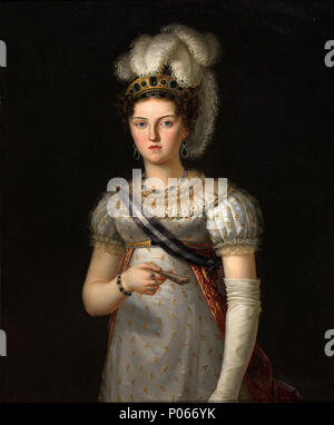 .  English: Portrait of Maria Josepha Amalia of Saxony (1803-1829), Queen consort of Spain, wearing the sash of the Order of Queen Maria Luisa Español: Retrato de María Josefa Amalia de Sajonia (1803-1829), que fue reina consorte de España por su matrimonio con Fernando VII, de quien fue la tercera esposa, y que era hija del príncipe Maximiliano de Sajonia y de la princesa Carolina de Borbón-Parma Deutsch: Maria Josepha von Sachsen (1803-1829), Königin von Spanien Български: Мария-Жозефа Ветин-Сакска (1803-1829), кралица на Испания  . María Josefa Amalia de Sajonia, tercera esposa de Fernando  Stock Photo