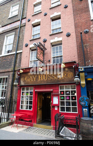 London, UK. 1st June, 2018. The Gay Hussar restaurant in Soho. The Hungarian restaurant, perhaps best known for its history of hosting politicians sin Stock Photo