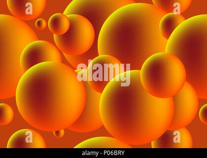 Seamless pattern with golden gradient spheres, geometric abstract banner with circles, poster element. Vector illustration Stock Vector