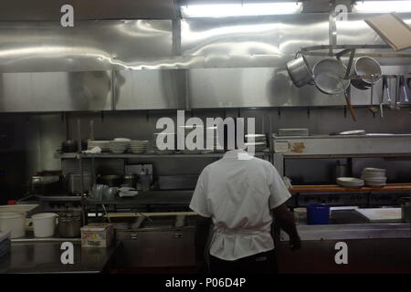 Cook working in a restaurant kitchen Stock Photo
