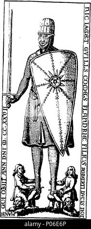 . English: Fleuron from book: A genealogical history of the kings and queens of England, and monarchs of Great Britain, &c. From the conquest, anno 1066. to the year 1707. In seven parts or books. Containing a discourse of their several lives, marriages, and issues; with the times of their births, deaths, places of burial, and monumental inscriptions. Also, their effigies, seals, tombs, cenotaphs, devises, arms, quarterings, crests, and supporters; all curiously engraven in copper-plates. First publish'd to the beginning of King Charles the Second's reign, by Francis Sandford, Esq; Lancaster H Stock Photo