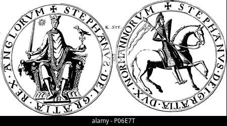 . English: Fleuron from book: A genealogical history of the kings and queens of England, and monarchs of Great Britain, &c. From the conquest, anno 1066. to the year 1707. In seven parts or books. Containing a discourse of their several lives, marriages, and issues; with the times of their births, deaths, places of burial, and monumental inscriptions. Also, their effigies, seals, tombs, cenotaphs, devises, arms, quarterings, crests, and supporters; all curiously engraven in copper-plates. First publish'd to the beginning of King Charles the Second's reign, by Francis Sandford, Esq; Lancaster H Stock Photo