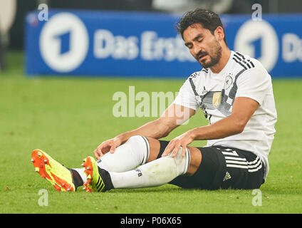 Leverkusen, Germany. 8th Jun, 2018. Germany- Saudi Arabia, Soccer, Leverkusen, June 08, 2018 Ilkay GUENDOGAN, DFB 21, sad, disappointed, angry, Emotions, disappointment, frustration, frustrated, sadness, desperate, despair,  GERMANY - SAUDI ARABIA friendly match,  German Football Nationalteam, DFB , Season 2017/2018,  June 08, 2018 in Leverkusen, Germany. Photo: MAGICS / Peter Schatz Credit: Peter Schatz/Alamy Live News Stock Photo