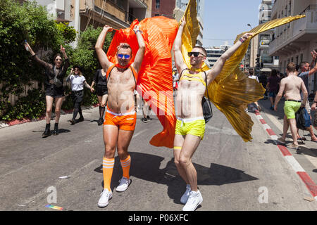 Tel Aviv, Israel. 8th Jun, 2018. Under the blazing sun, 250000 people attended Tel Aviv's 20th annual Gay Pride Parade. The event is largest of it's kind in the Middle East, and Tens of thousands of international tourists joined in the festivities, flying into Israel especially to take part in the parade. Credit: galit seligmann/Alamy Live News Stock Photo