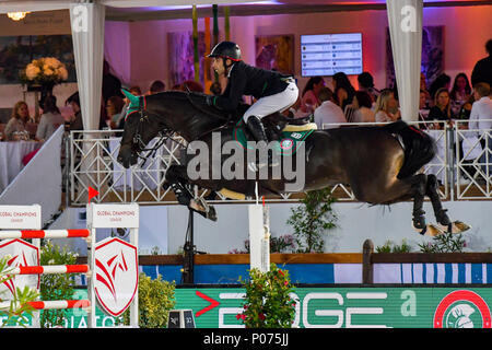 Cannes, France. 08th June, 2018. Egypt Abdel Said Team Rome Gladiators on Callisto competes during the 2018 Longines Global Champions League in Cannes on June 08, 2018 Credit: BTWImages Sport/Alamy Live News Stock Photo