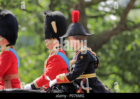 London, UK, 9 June 2018.  HRH Princess Anne, The Princess Royal, on Horseback,Trooping the Colour Credit: amanda rose/Alamy Live News Credit: amanda rose/Alamy Live News Stock Photo