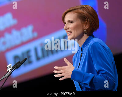 09 June 2018, Germany, Leipzig: Katja Kipping, chairwoman of The Left party, speaks at the national party conference of The Left party. Photo: Britta Pedersen/dpa Stock Photo