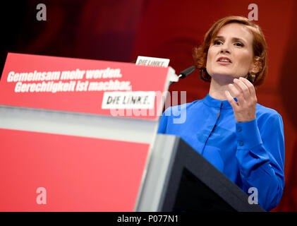 09 June 2018, Germany, Leipzig: Katja Kipping, chairwoman of The Left party, speaks at the national party conference of The Left party. Photo: Britta Pedersen/dpa Stock Photo