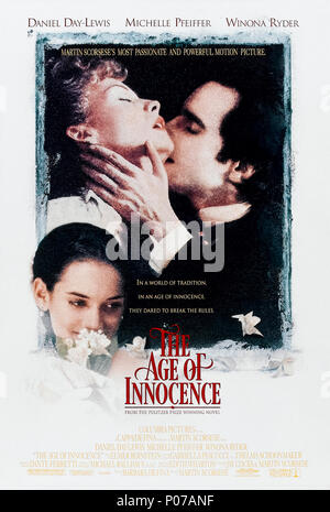 The Age of Innocence (1993) directed by Martin Scorsese and starring Daniel Day-Lewis, Michelle Pfeiffer and Winona Ryder. Adaptation of Edith Wharton’s 1920 novel about the morality of 1870’s high society in New York. Stock Photo