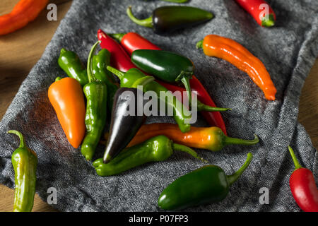 Raw Organic Assorted Hot Peppers Ready to Cook Stock Photo