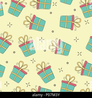 Gift boxes seamless pattern hand drawn vector illustration in cute doodle style Stock Vector
