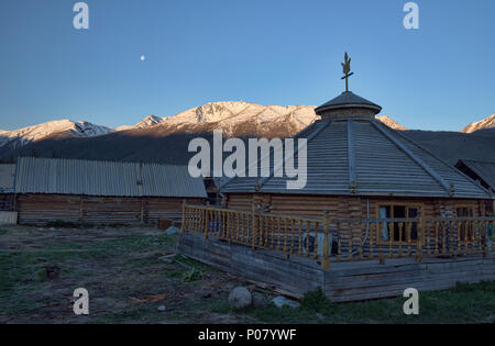 Tuvan village, Kanas Lake National Park, Xinjiang, China Stock Photo